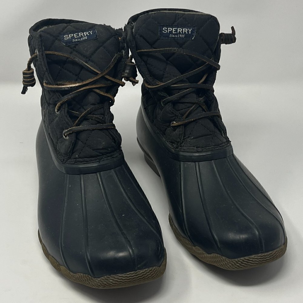 Sperry topsider duck boots black preworn 10 women
